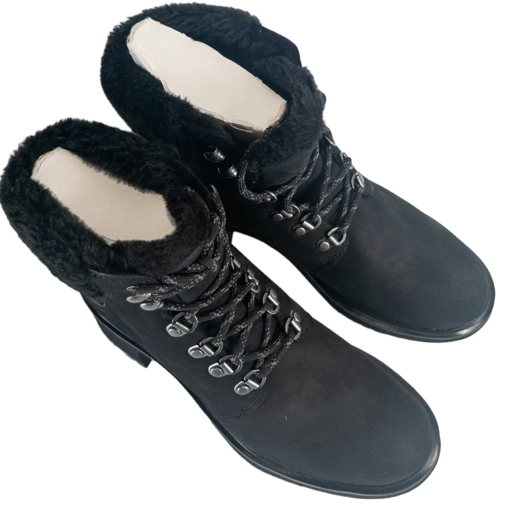 Timberland Kinsley Leather Ankle Boots Black Nubuck -10 - Picture 4 of 4